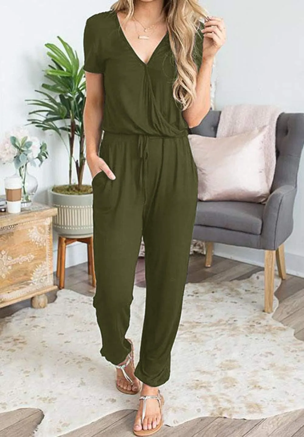 PRETTYGARDEN Jumpsuits for Women 2025 Spring Summer Casual Dressy Short Sleeve Romper Airport Vacation Travel Outfits