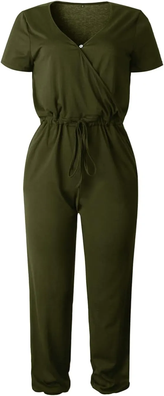 PRETTYGARDEN Jumpsuits for Women 2025 Spring Summer Casual Dressy Short Sleeve Romper Airport Vacation Travel Outfits