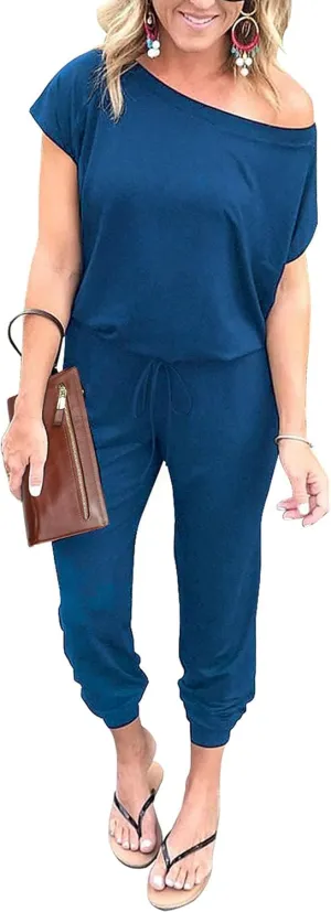 PRETTYGARDEN Jumpsuits for Women 2025 Summer Dressy Off Shoulder Romper Spring Vacation Travel Lounge Outfits Clothes
