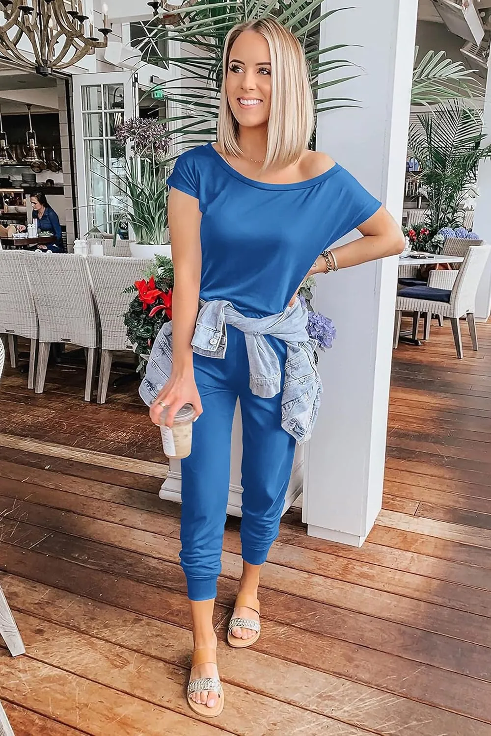 PRETTYGARDEN Jumpsuits for Women 2025 Summer Dressy Off Shoulder Romper Spring Vacation Travel Lounge Outfits Clothes