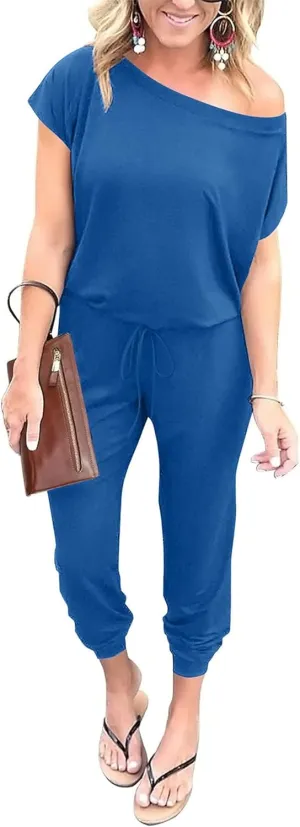 PRETTYGARDEN Jumpsuits for Women 2025 Summer Dressy Off Shoulder Romper Spring Vacation Travel Lounge Outfits Clothes
