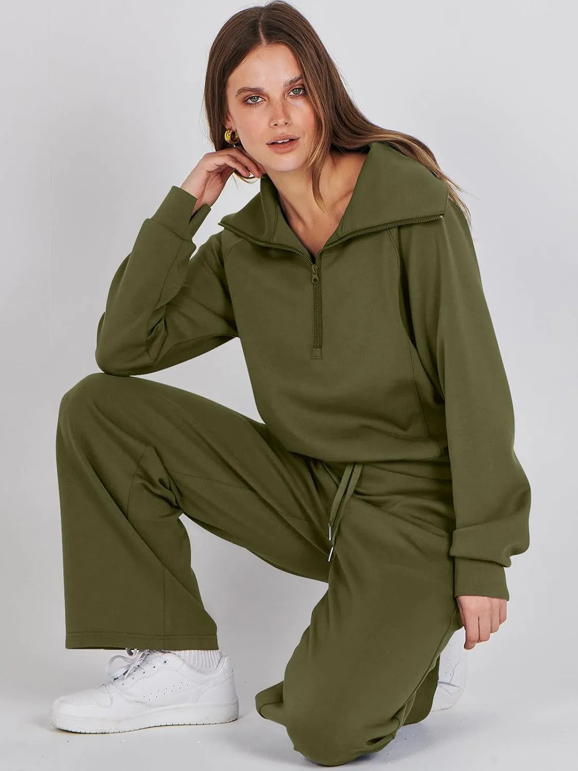 Prinbara Women 2 Piece Outfits Lounge Sets 2024 Winter Oversized Sweatshirt Wide Leg Pant Casual Matching Sweat Set Tracksuit