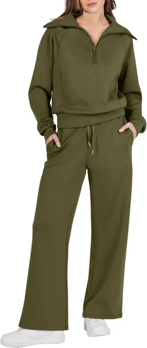 Prinbara Women 2 Piece Outfits Lounge Sets 2024 Winter Oversized Sweatshirt Wide Leg Pant Casual Matching Sweat Set Tracksuit