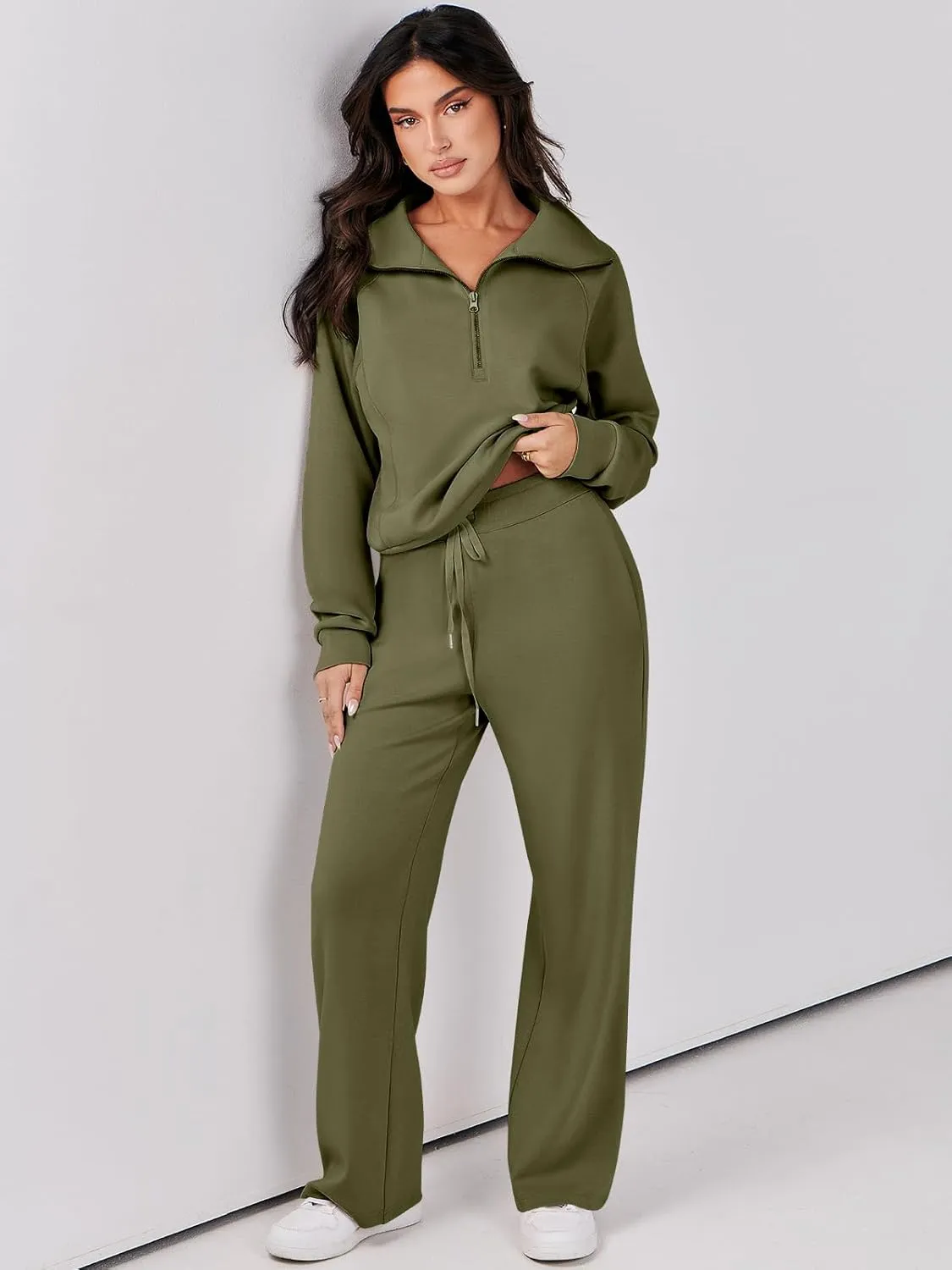 Prinbara Women 2 Piece Outfits Lounge Sets 2024 Winter Oversized Sweatshirt Wide Leg Pant Casual Matching Sweat Set Tracksuit
