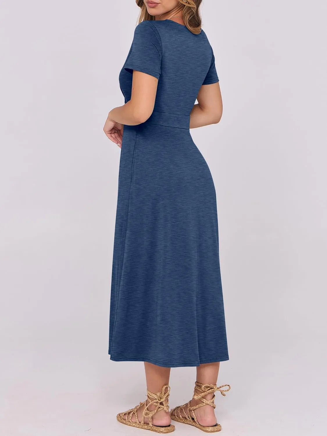 Prinbara Womens Summer Casual Wrap Short Sleeve Floral Maxi Dress 2025 Spring Elegant V Neck Flowy Boho Beach Long Dresses