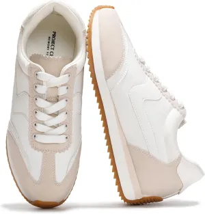 Project Cloud Fashion Sneakers for Women - Lace up Memory Foam Insole and Non-Slip Womens Shoes Dressy Casual Spring Shoes (Madison, Whit,9) White