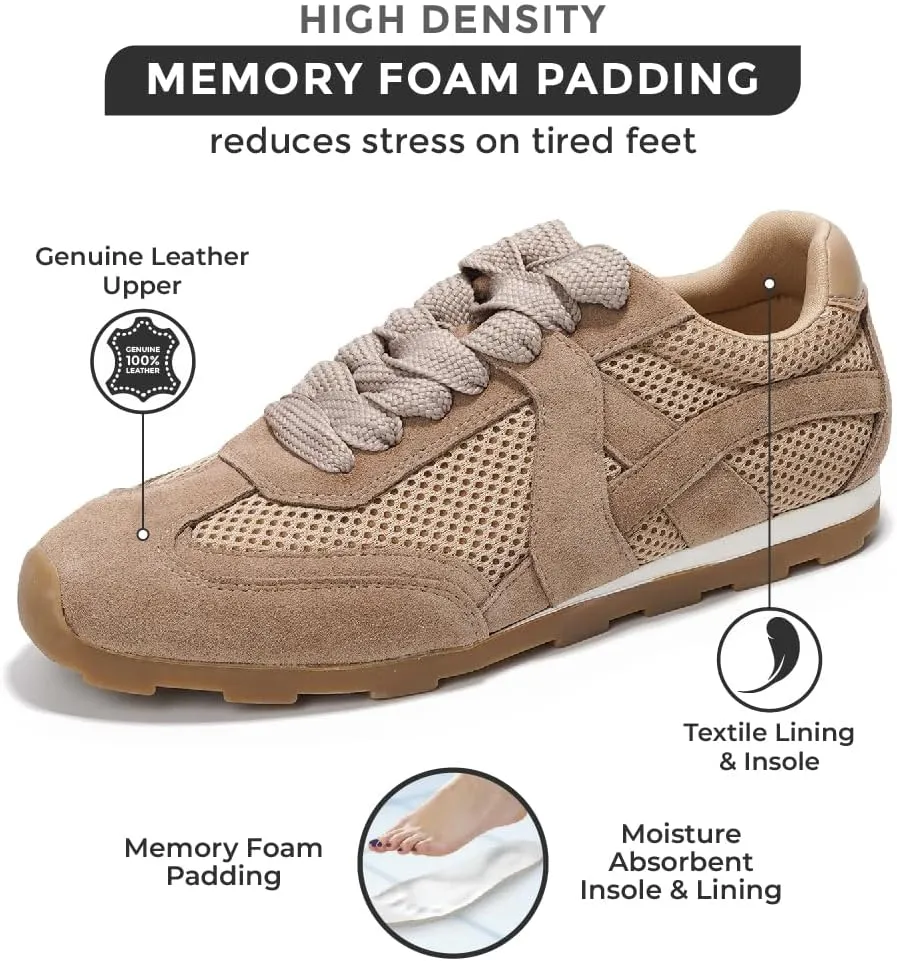 Project Cloud Genuine Leather Womens Shoes – Fashion Sneakers for Women 2025 Non-Slip with Comfortable Memory Foam Insole – Stylish and Lightweight Spring Shoes for Women (Tiger)