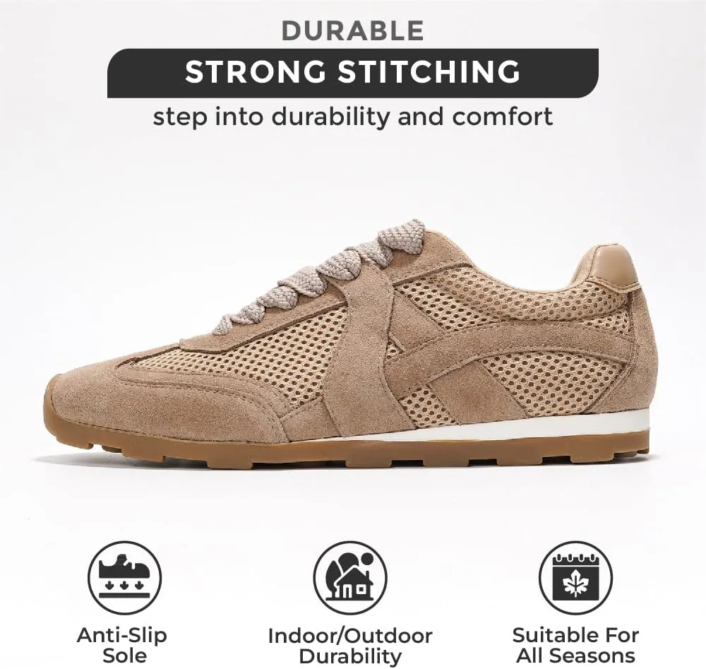 Project Cloud Genuine Leather Womens Shoes – Fashion Sneakers for Women 2025 Non-Slip with Comfortable Memory Foam Insole – Stylish and Lightweight Spring Shoes for Women (Tiger)
