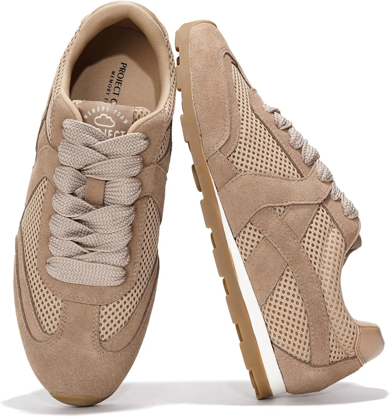 Project Cloud Genuine Leather Womens Shoes – Fashion Sneakers for Women 2025 Non-Slip with Comfortable Memory Foam Insole – Stylish and Lightweight Spring Shoes for Women (Tiger)