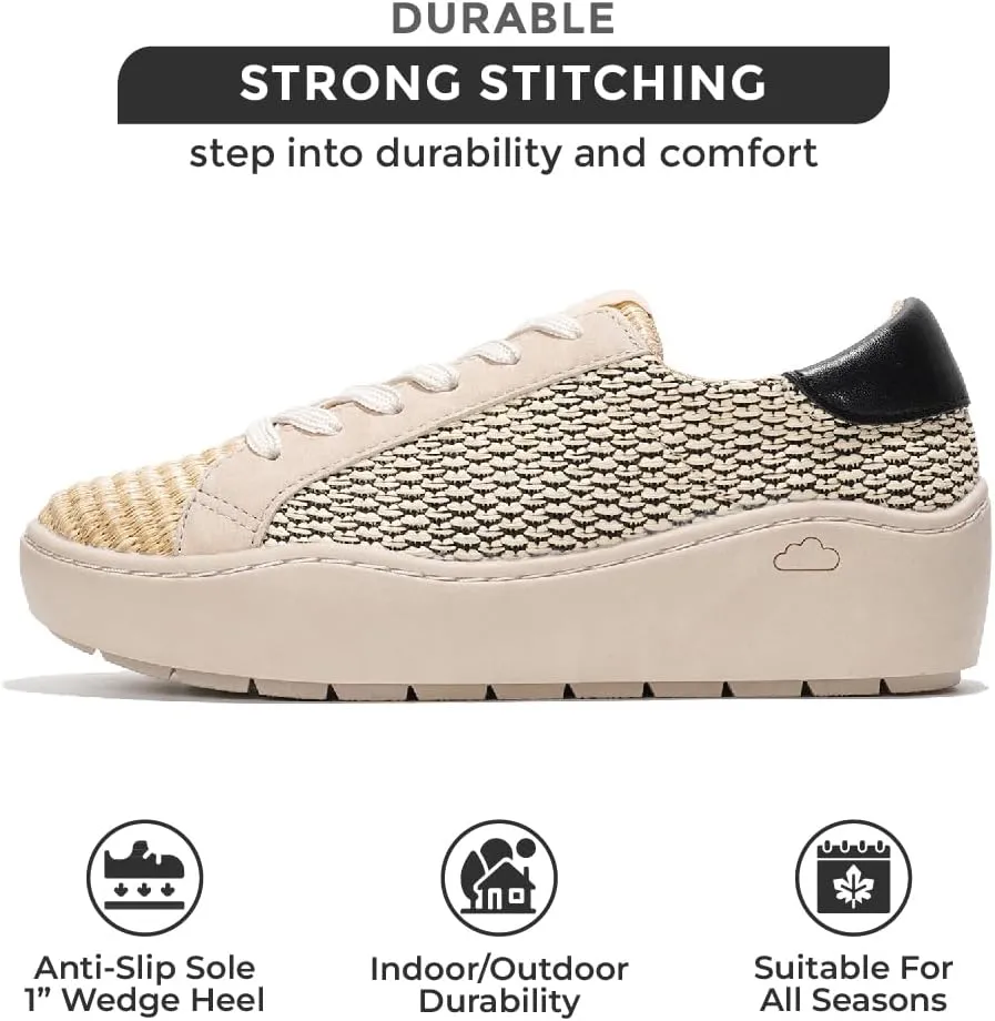 Project Cloud Platform Sneakers for Women - Comfortable Time Off Womens Sneakers - Stylish Lace Up Womens Shoes - Non-Slip Tennis Shoes Women Footwear (Bossy)