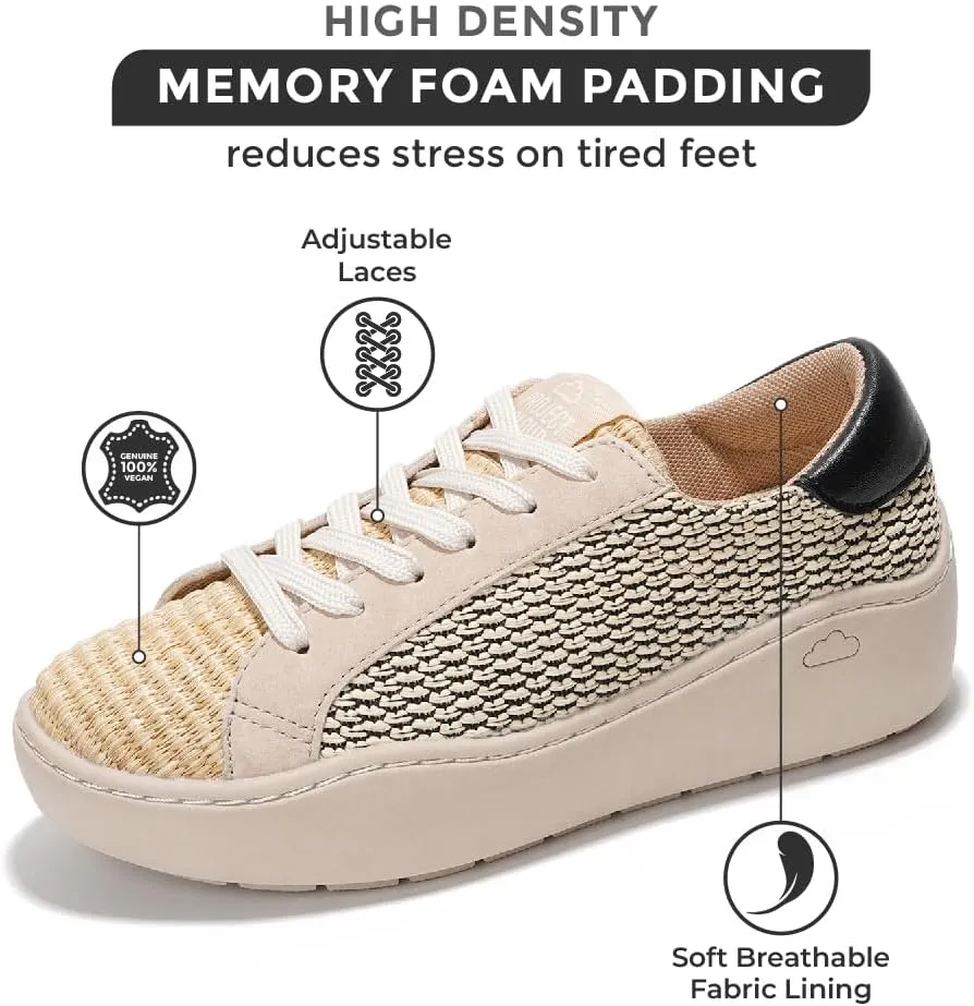 Project Cloud Platform Sneakers for Women - Comfortable Time Off Womens Sneakers - Stylish Lace Up Womens Shoes - Non-Slip Tennis Shoes Women Footwear (Bossy)