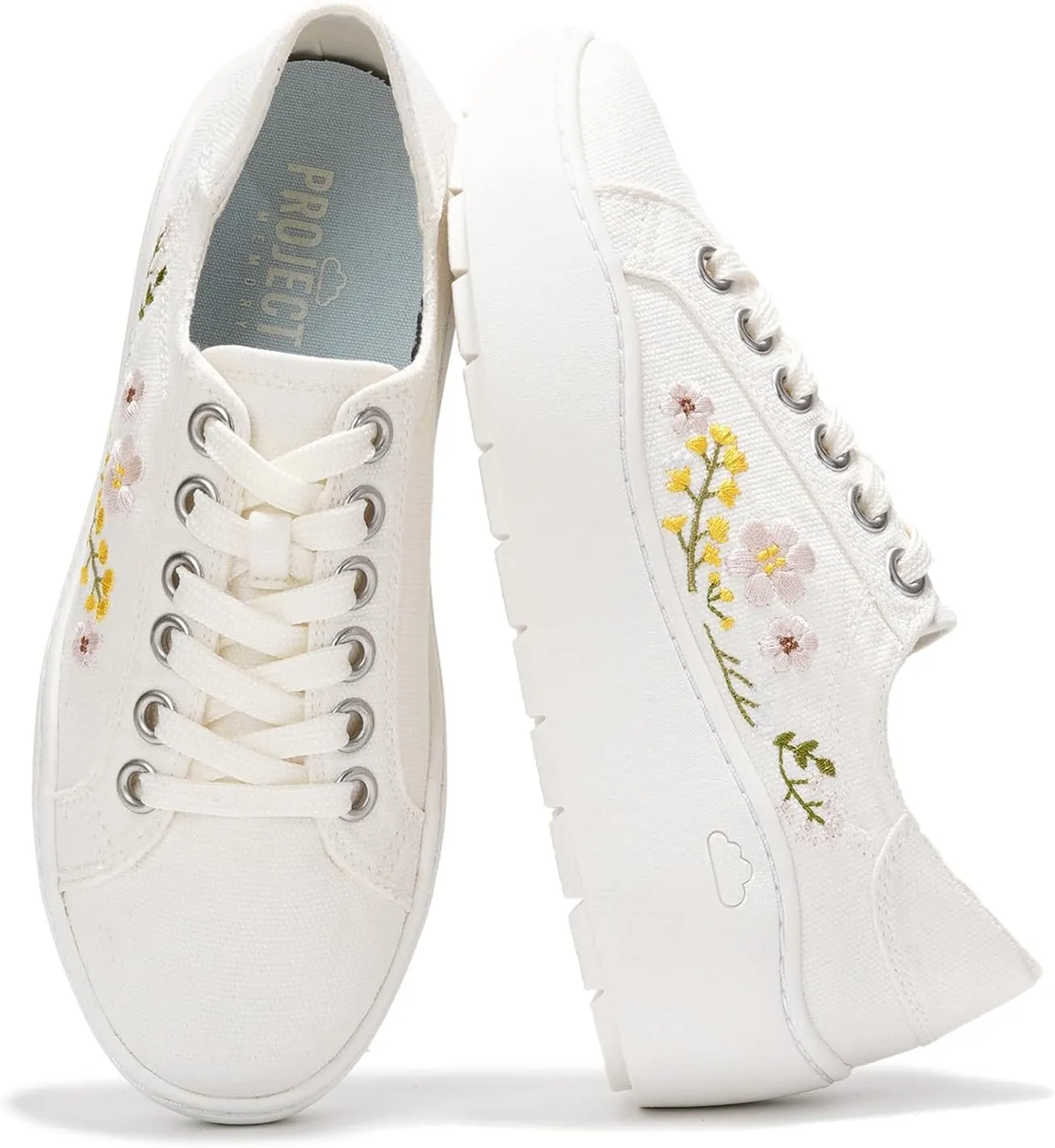 Project Cloud Platform Sneakers for Women – Lightweight Women's Fashion Sneakers for 2025 with Memory Foam Insole – Non Slip Lace-Up Womens Shoes – Stylish Wedge Shoes for Women (Bossy)