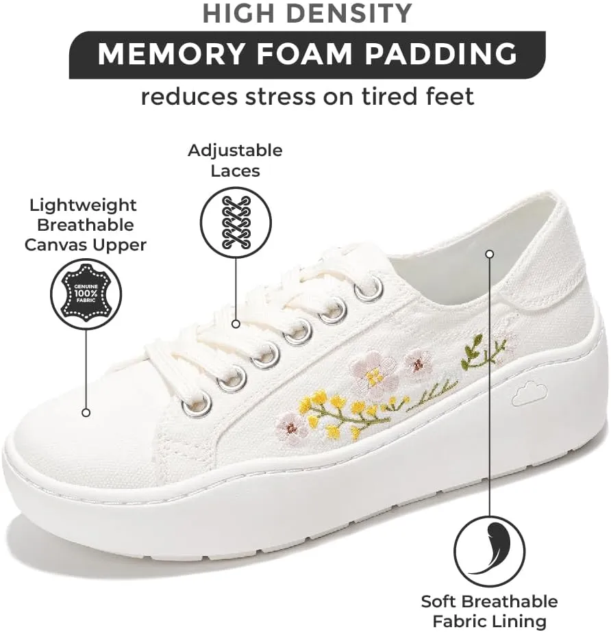 Project Cloud Platform Sneakers for Women – Lightweight Women's Fashion Sneakers for 2025 with Memory Foam Insole – Non Slip Lace-Up Womens Shoes – Stylish Wedge Shoes for Women (Bossy)