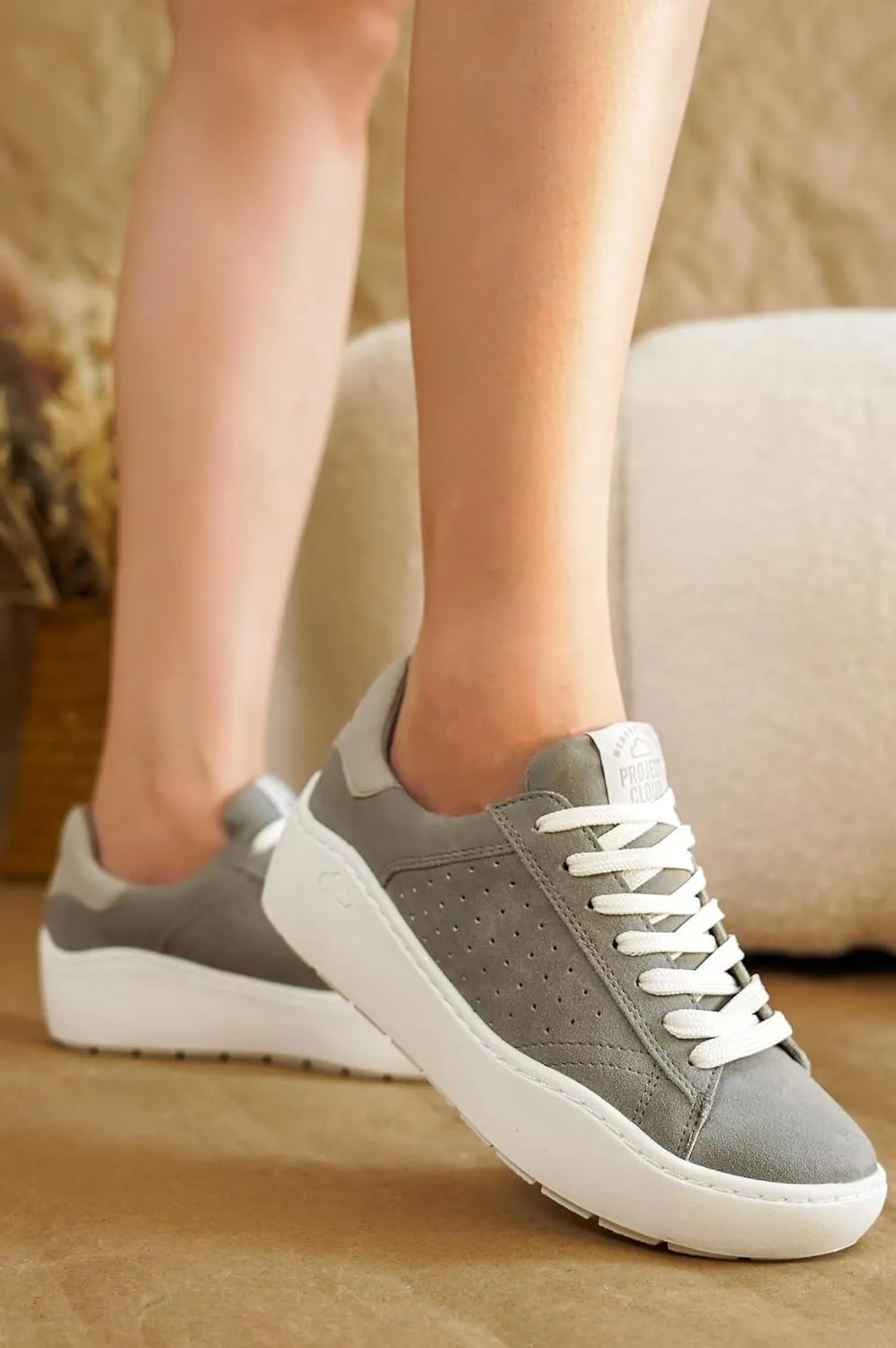 Project Cloud Platform Sneakers for Women – Lightweight Women's Fashion Sneakers for 2025 with Memory Foam Insole – Non Slip Lace-Up Womens Shoes – Stylish Wedge Shoes for Women (Bossy)