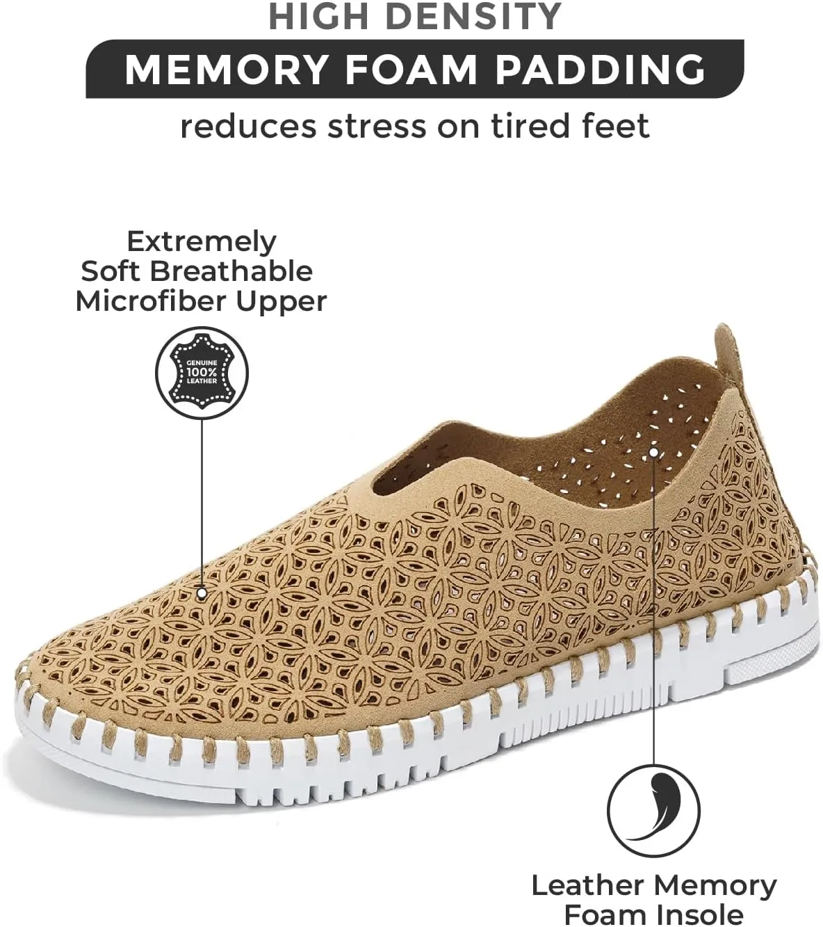 Project Cloud Womens Shoes - Lightweight Summer Loafers for Women with Memory Foam Insole - Breathable Womens Loafers - Perfect Spring Shoes for Women 2025 (Rose)