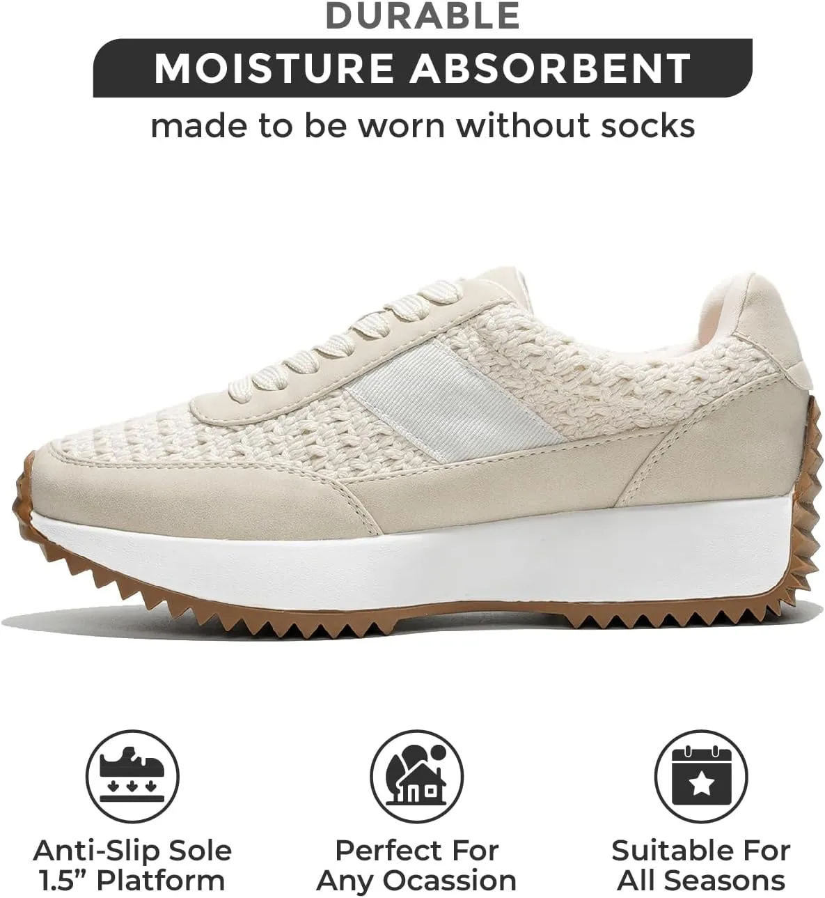 Project Cloud Womens Sneakers - Memory Foam Insole and Lightweight Spring Shoes - Non-Slip Lace Up Trendy Shoes - Fashion Sneakers for Women 2025
