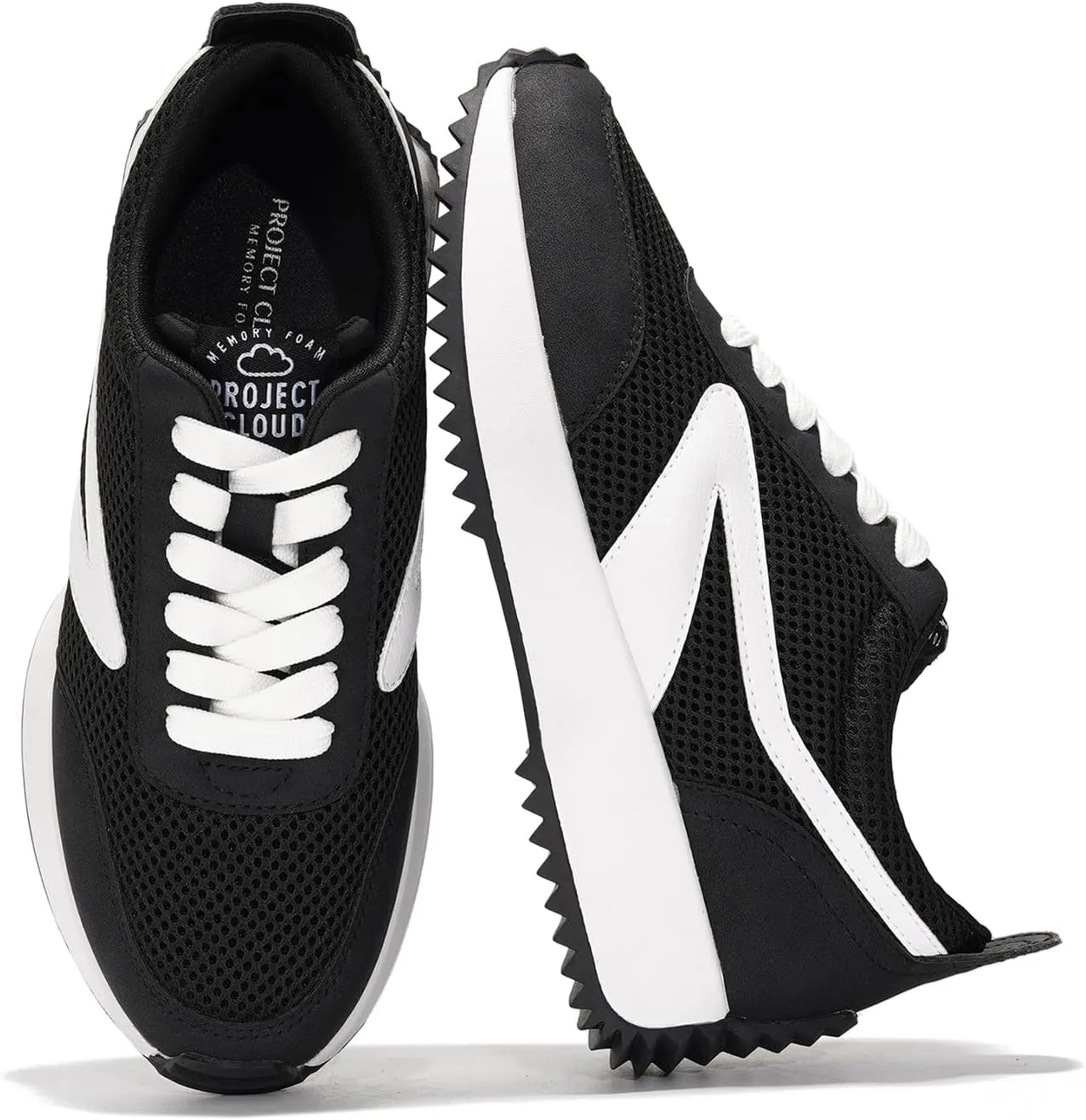 Project Cloud Womens Sneakers - Memory Foam Insole and Lightweight Spring Shoes - Non-Slip Lace Up Trendy Shoes - Fashion Sneakers for Women 2025