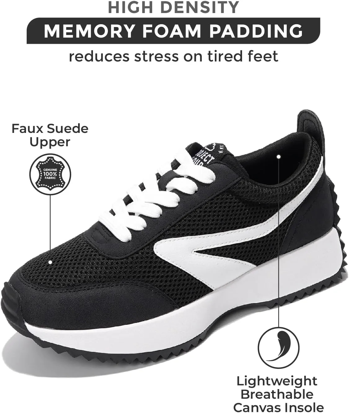 Project Cloud Womens Sneakers - Memory Foam Insole and Lightweight Spring Shoes - Non-Slip Lace Up Trendy Shoes - Fashion Sneakers for Women 2025