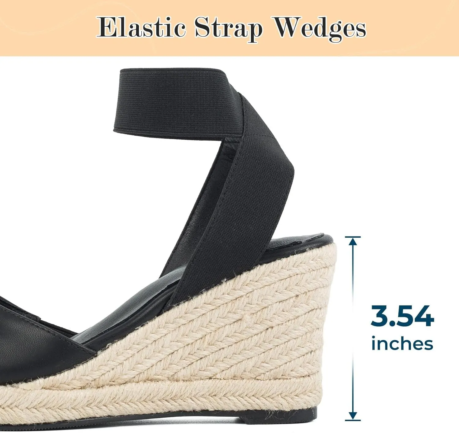 Putu Espadrilles Wedges for Women Closed Toe Wedge Sandals Elastic Ankle Strap Wedge Shoes