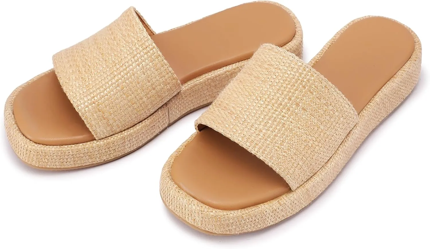 Raffia Sandals Women Platform Wedge Slides Straw Espadrilles Mules Summer Shoes Cute Beach Sandals for Women 2025