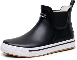 Rain Boots for Women and Men,Unisex Ankle Rain Shoes Anti-Slipping Rainboots with Comfortable Lightweight Garden Rubber Rain Boot and Outdoor Work Shoes,Waterproof Fishing Deck Boots