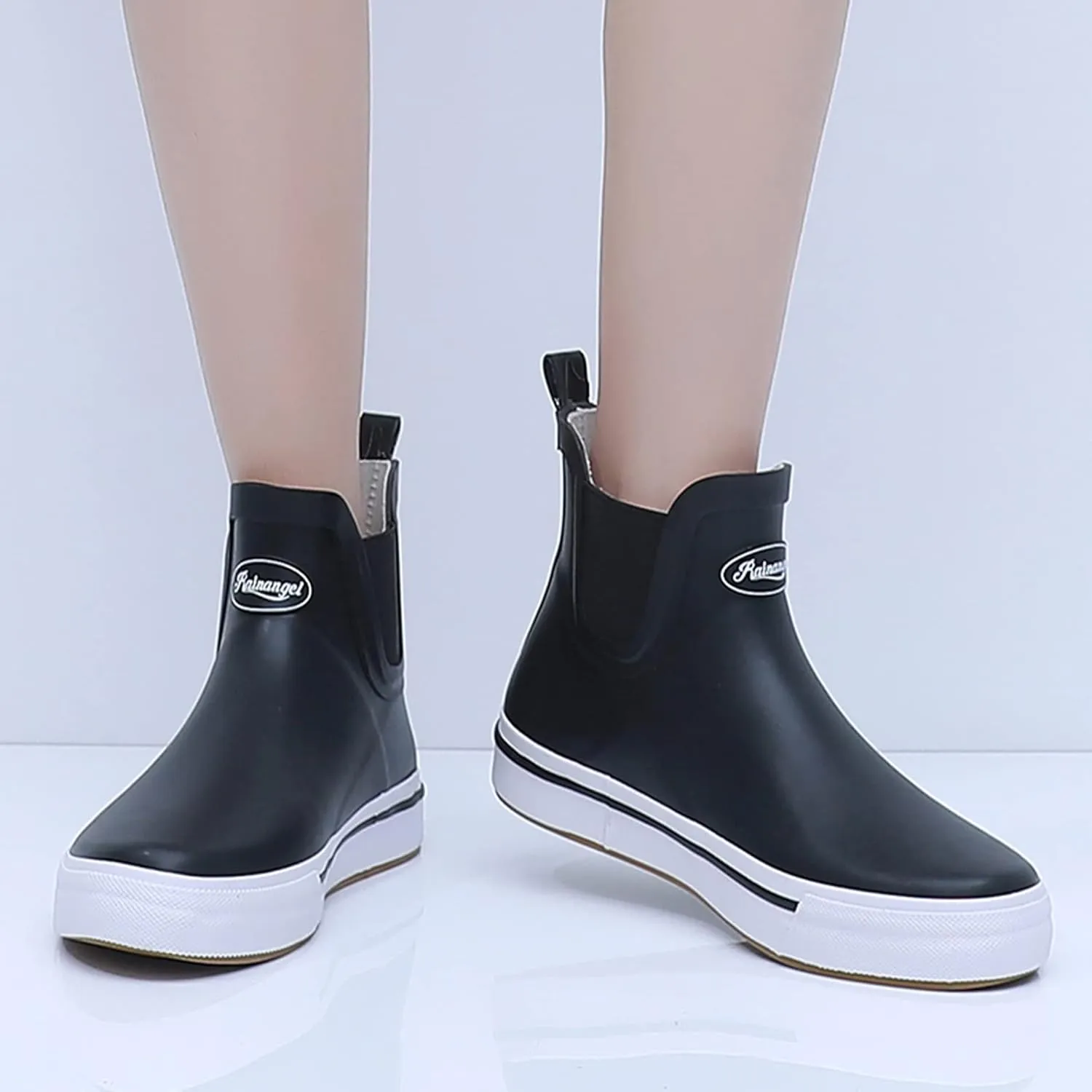Rain Boots for Women and Men,Unisex Ankle Rain Shoes Anti-Slipping Rainboots with Comfortable Lightweight Garden Rubber Rain Boot and Outdoor Work Shoes,Waterproof Fishing Deck Boots