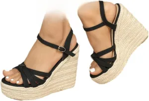 Rattan Sandals Raffia Espadrilles Wedge Shoes for Women Trendy - Boho Dressy Retro Cute Causal Comfortable Walking Lightweight Running Business Office Standing All Day Beach Travel Cruise Vacation