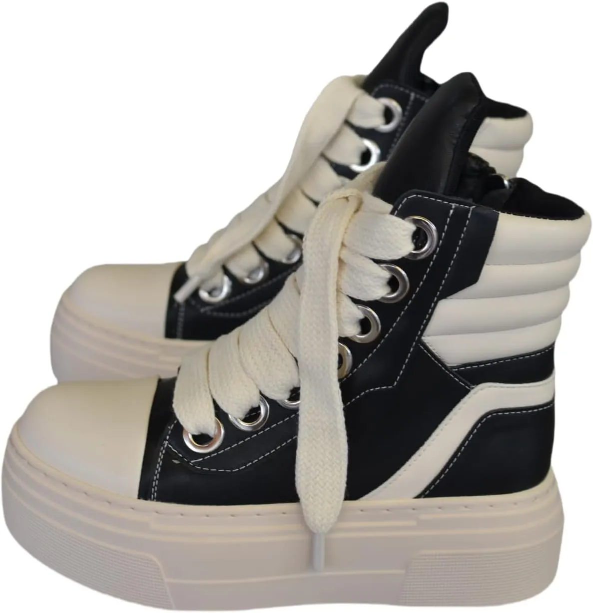 Retro Fashionable High-top Women Sneakers Shoes Thick Sole with Zipper Soft Leather Vintage Outdoor Sneakers