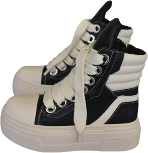 Retro Fashionable High-top Women Sneakers Shoes Thick Sole with Zipper Soft Leather Vintage Outdoor Sneakers
