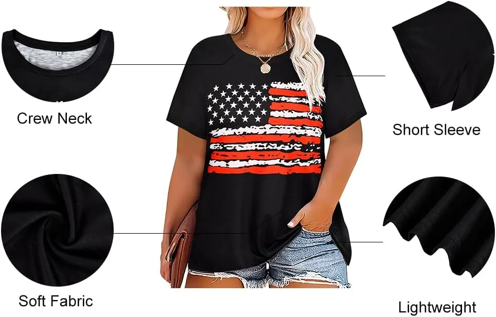 RITERA Women's Plus Size Crewneck Tops Short Sleeve Oversized T Shirt for Women Spring Summer XL 5XL