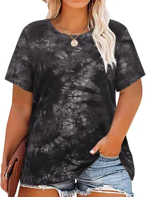 RITERA Women's Plus Size Crewneck Tops Short Sleeve Oversized T Shirt for Women Spring Summer XL 5XL