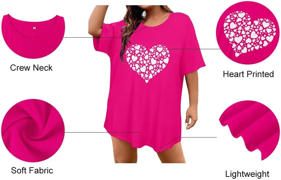 RITERA Women's Plus Size Crewneck Tops Short Sleeve Oversized T Shirt for Women Spring Summer XL 5XL