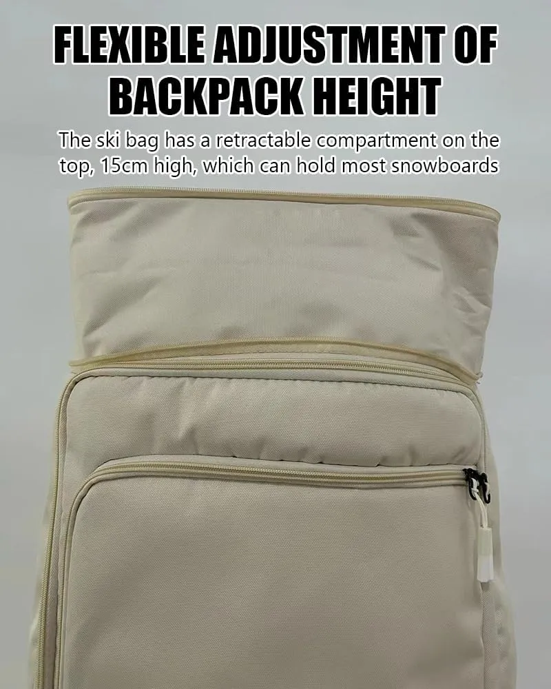 Rolling Ski Backpack, Mobile Snowboard Bag for Air Travel, Portable Padded Snowboard Bag, Large Capacity Water Resistant Snowboard Backpack with Wheels, Snowboard & Accessories