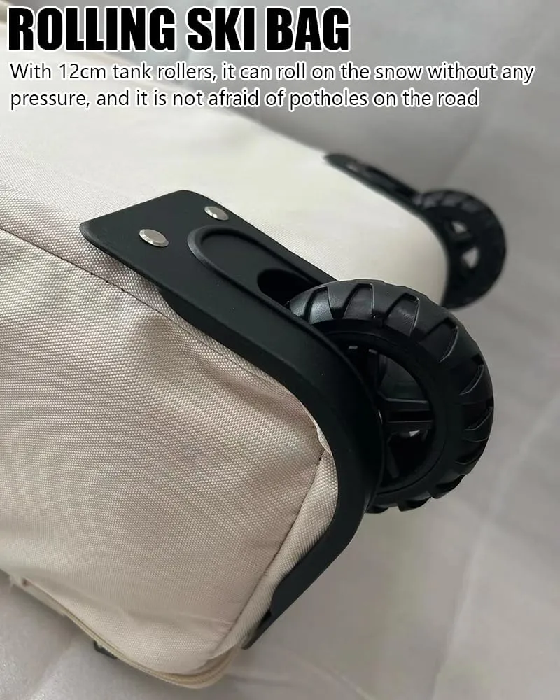 Rolling Ski Backpack, Mobile Snowboard Bag for Air Travel, Portable Padded Snowboard Bag, Large Capacity Water Resistant Snowboard Backpack with Wheels, Snowboard & Accessories