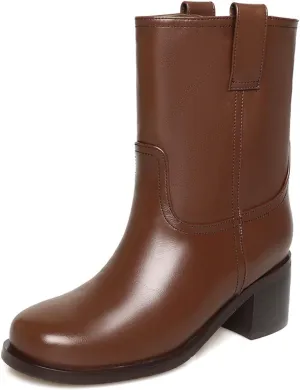 Round Toe Thick Heel Boots,Sleeve High Heel Boots,High Boots,Cowhide Upper, Sheepskin Lining,Cow Tendon Sole