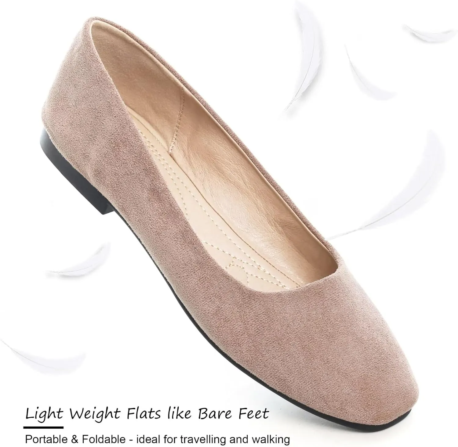 SAILING LU Flats for Women Comfortable Solid Color Soft Flats Square Toe Ballet Casual Work Shoes Dressy Slip-ons Loafers