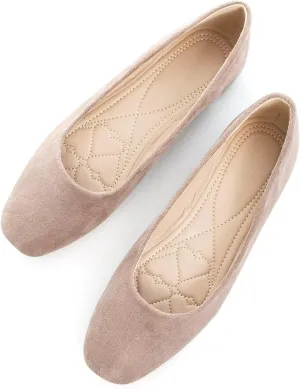 SAILING LU Flats for Women Comfortable Solid Color Soft Flats Square Toe Ballet Casual Work Shoes Dressy Slip-ons Loafers
