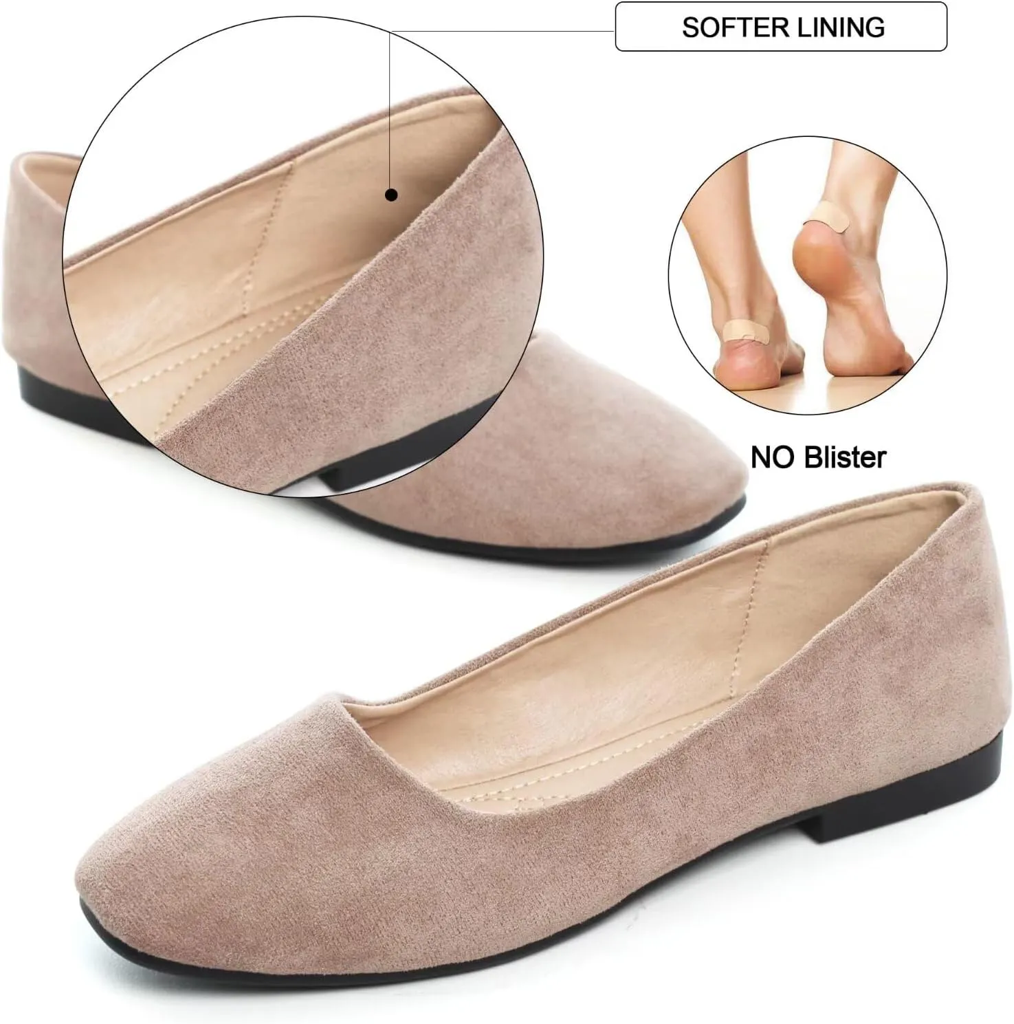 SAILING LU Flats for Women Comfortable Solid Color Soft Flats Square Toe Ballet Casual Work Shoes Dressy Slip-ons Loafers