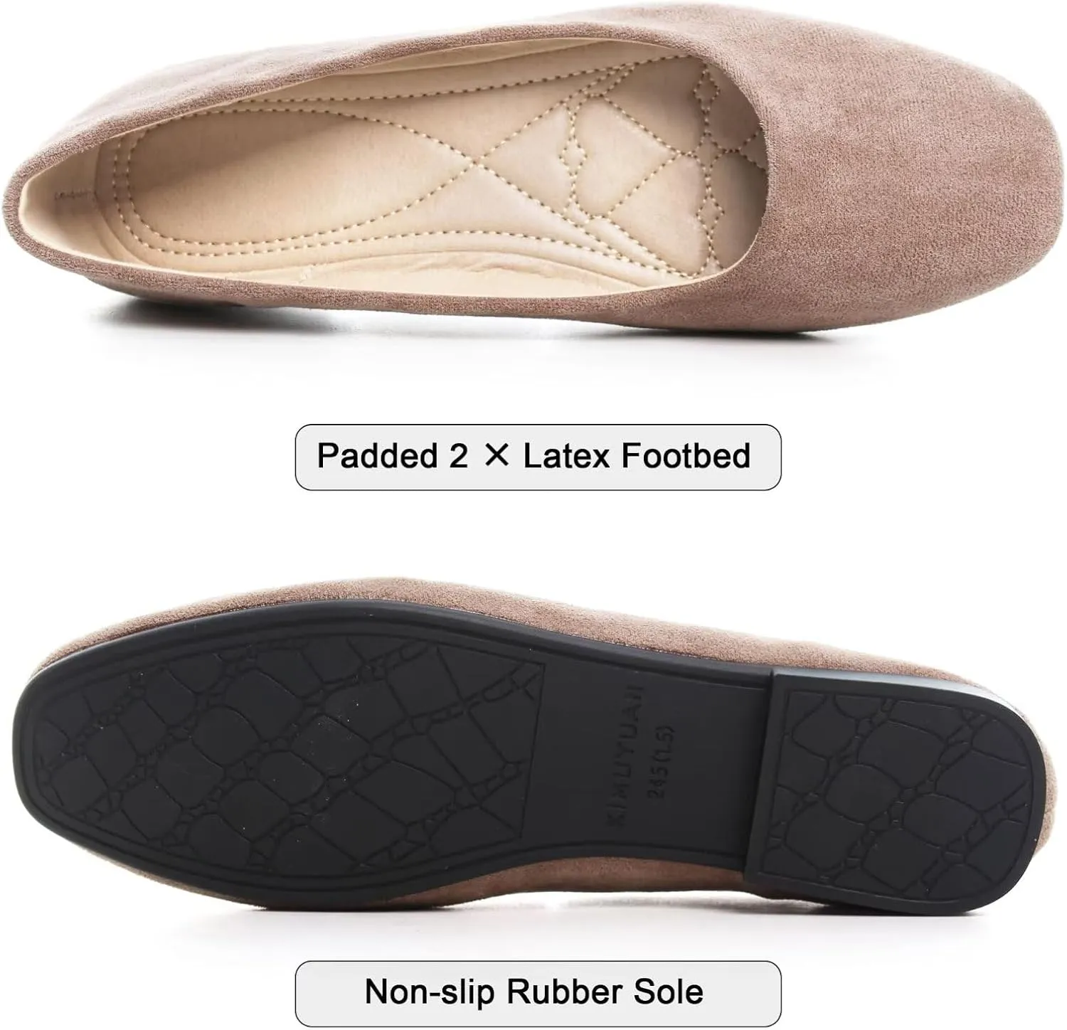 SAILING LU Flats for Women Comfortable Solid Color Soft Flats Square Toe Ballet Casual Work Shoes Dressy Slip-ons Loafers