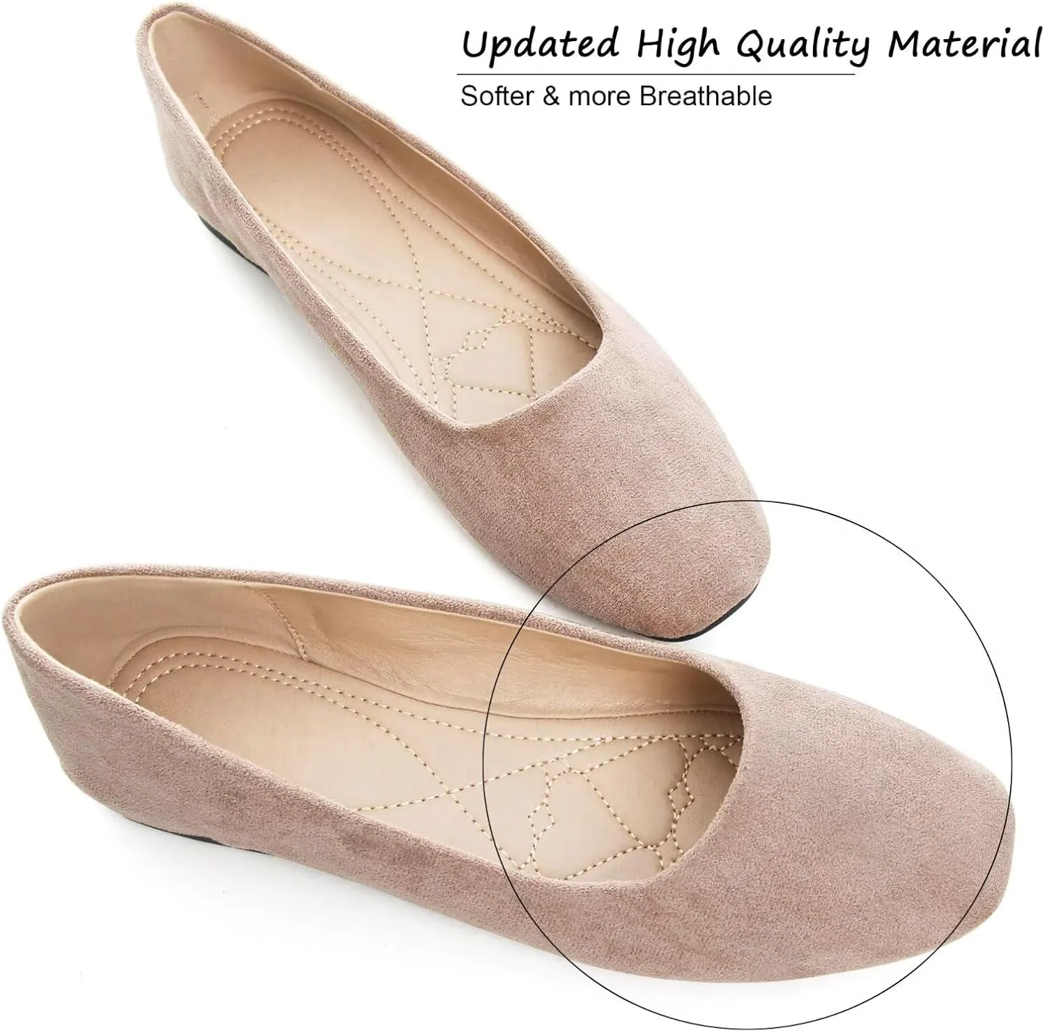 SAILING LU Flats for Women Comfortable Solid Color Soft Flats Square Toe Ballet Casual Work Shoes Dressy Slip-ons Loafers