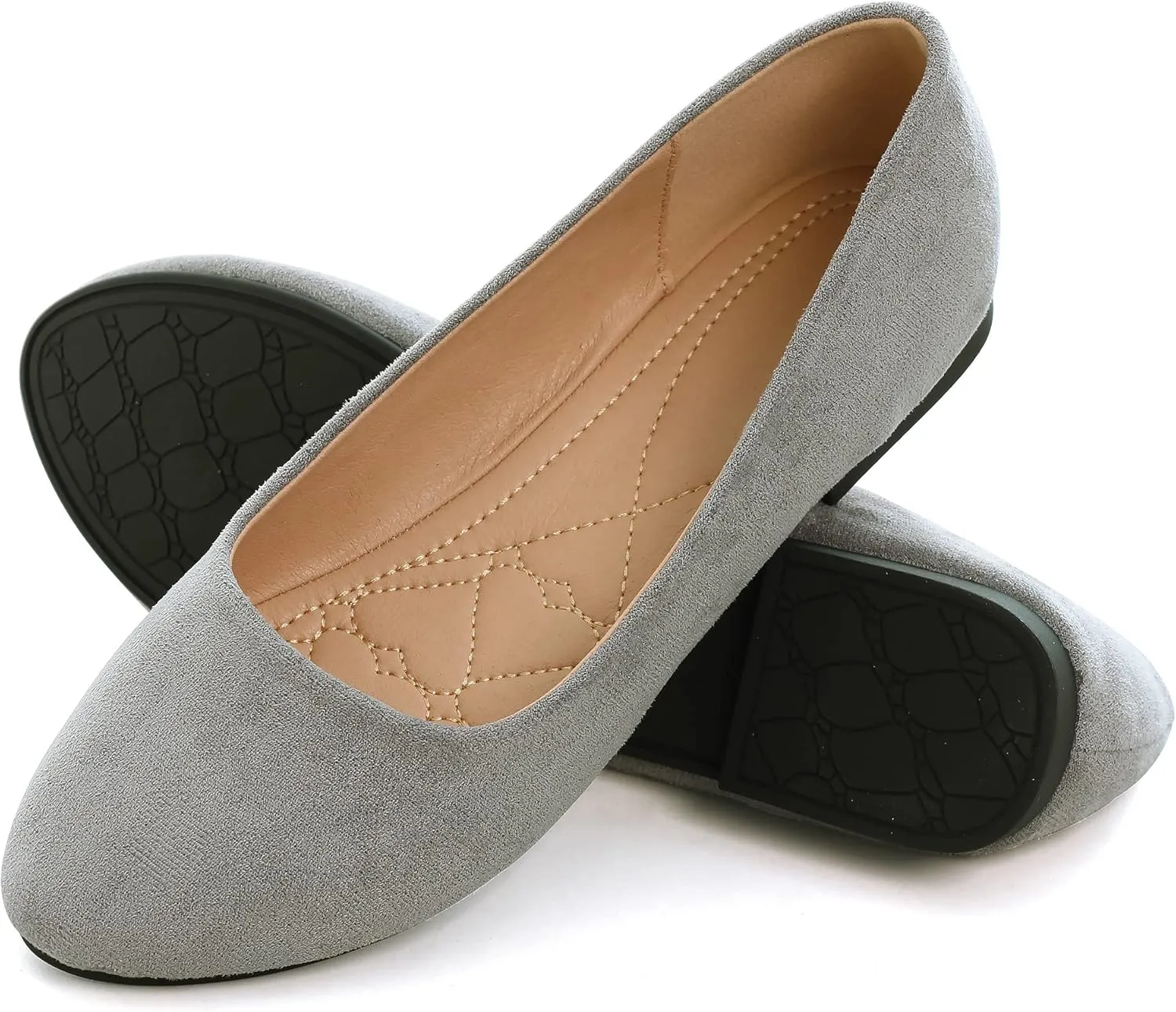 SAILING LU Women's Solid Color Round Toe Ballet Shoes Comfort Flats Shoes Dressy Slip On Walking Loafers