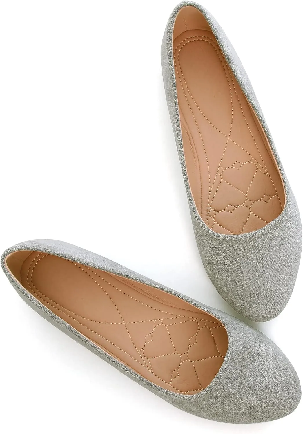 SAILING LU Women's Solid Color Round Toe Ballet Shoes Comfort Flats Shoes Dressy Slip On Walking Loafers