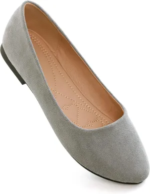 SAILING LU Women's Solid Color Round Toe Ballet Shoes Comfort Flats Shoes Dressy Slip On Walking Loafers