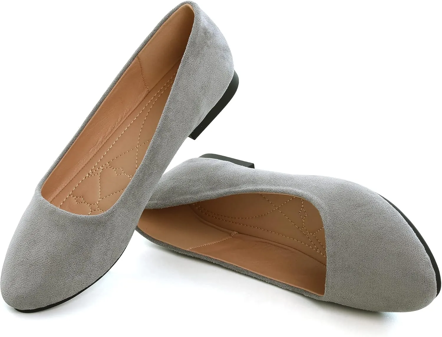 SAILING LU Women's Solid Color Round Toe Ballet Shoes Comfort Flats Shoes Dressy Slip On Walking Loafers