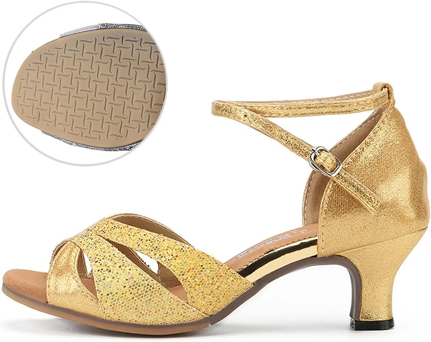 Sandals for Women 2025 Latin Dance Shoes Glitter Comfortable Evening Sandals Buckle Wedding Heels for Bride