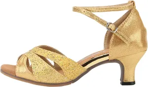 Sandals for Women 2025 Latin Dance Shoes Glitter Comfortable Evening Sandals Buckle Wedding Heels for Bride