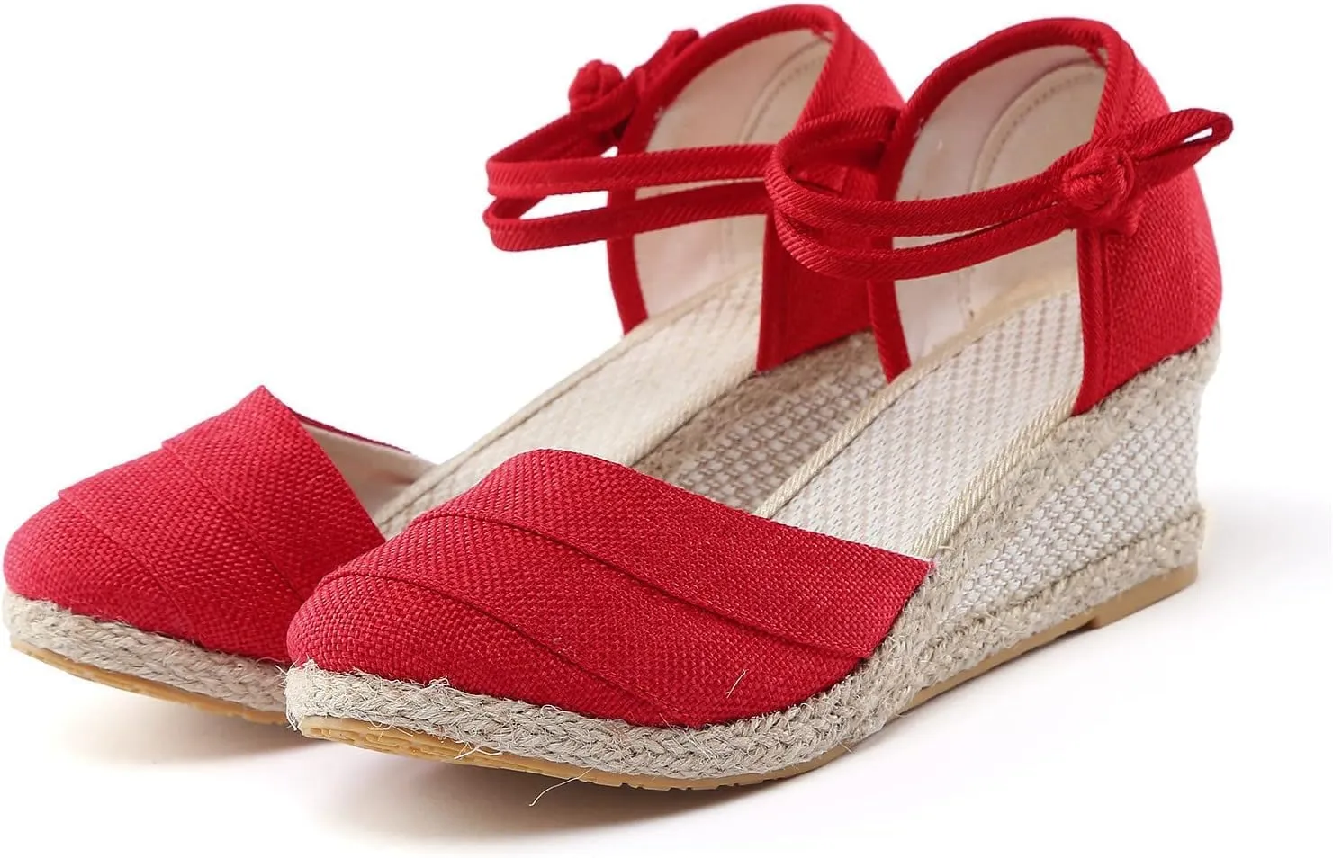 Sandals for Women Dressy Summer,Women's Ankle Strap Closed Toe Espadrille Wedge Sandals Dressy Platform Sandals Casual Shoes
