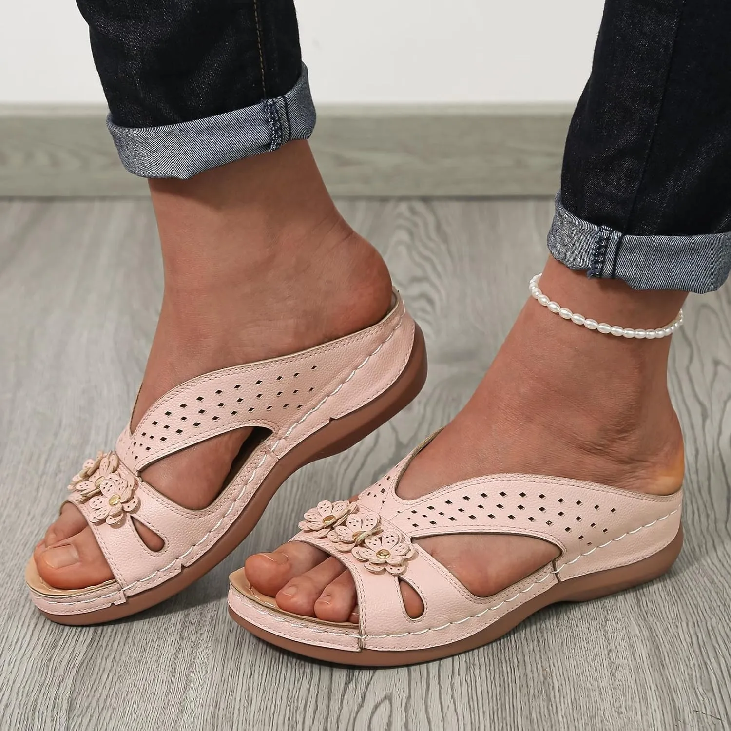 Sandals for Women Wedge Shoes Slip on Dressy Slippers Summer Comfortable Slides Sandals Arch Support Shoes2