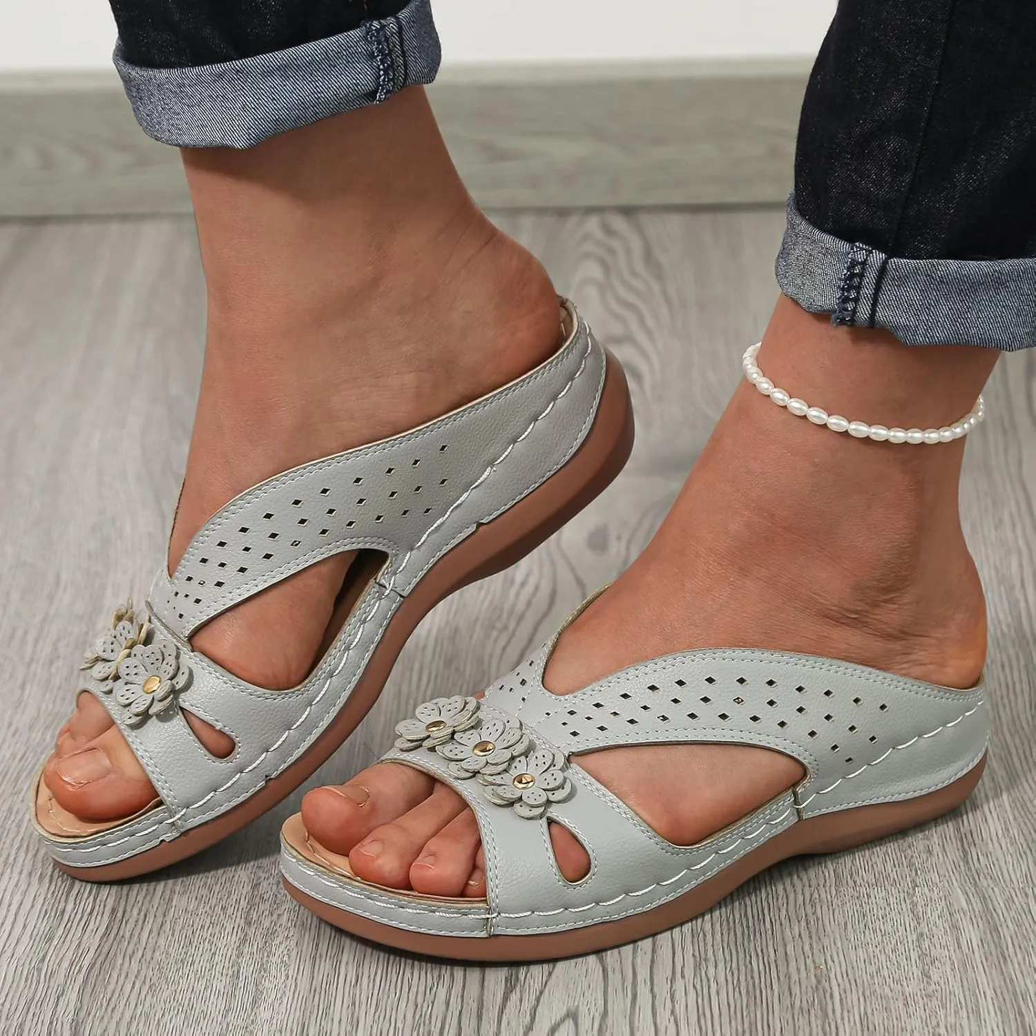 Sandals for Women Wedge Shoes Slip on Dressy Slippers Summer Comfortable Slides Sandals Arch Support Shoes2