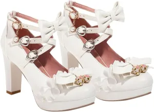 Sandals Sweet And Fresh Lace Bow Thick Sole Ladies Fairy High Heel Sandals Slides for Women Comfort